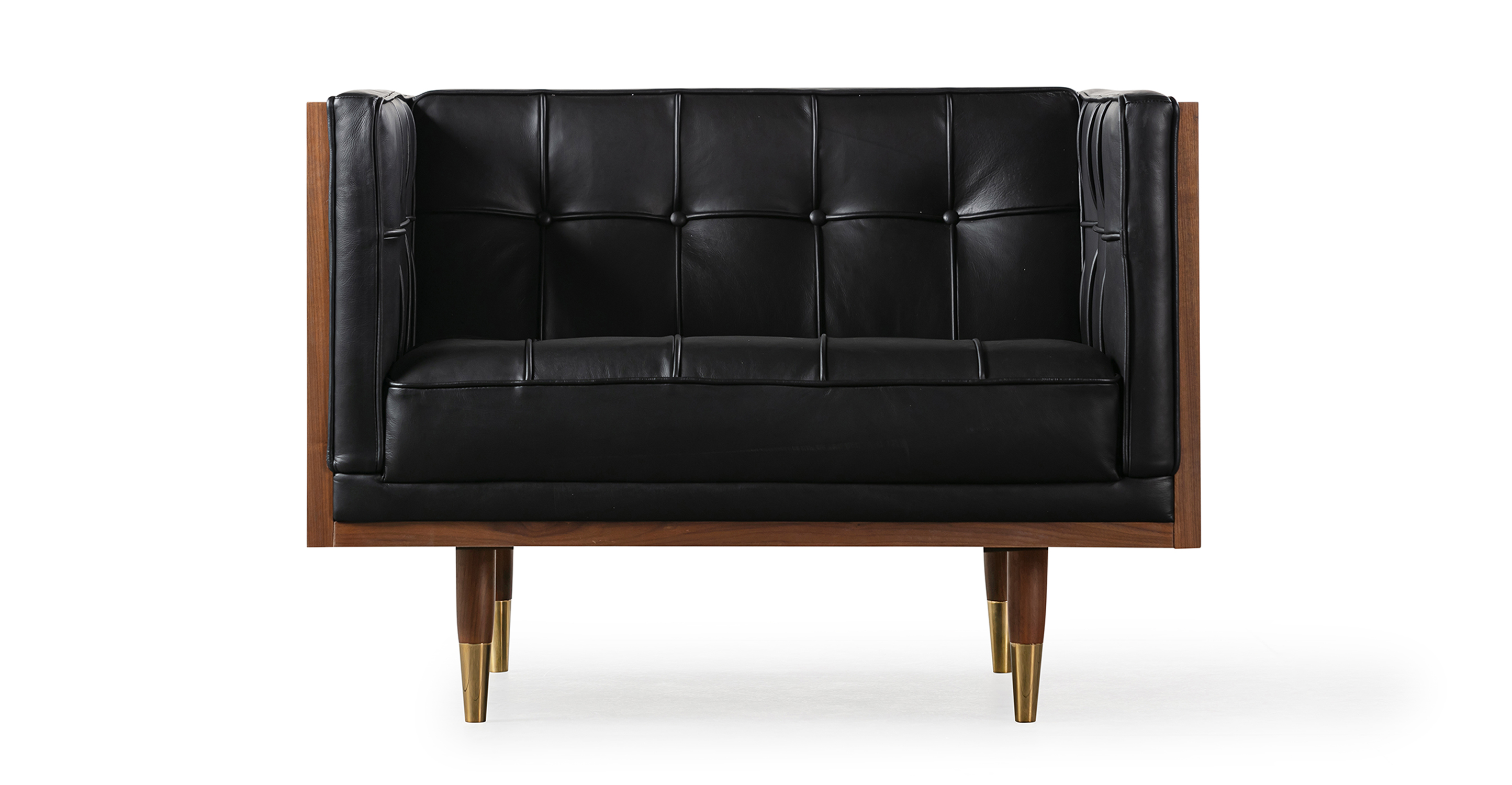 Woodrow Box Chair -  Classic Black Leather