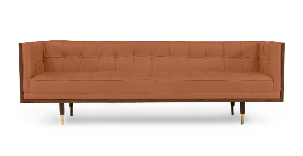 Woodrow Box Sofa 87 Inches -  Classic Tan Leather