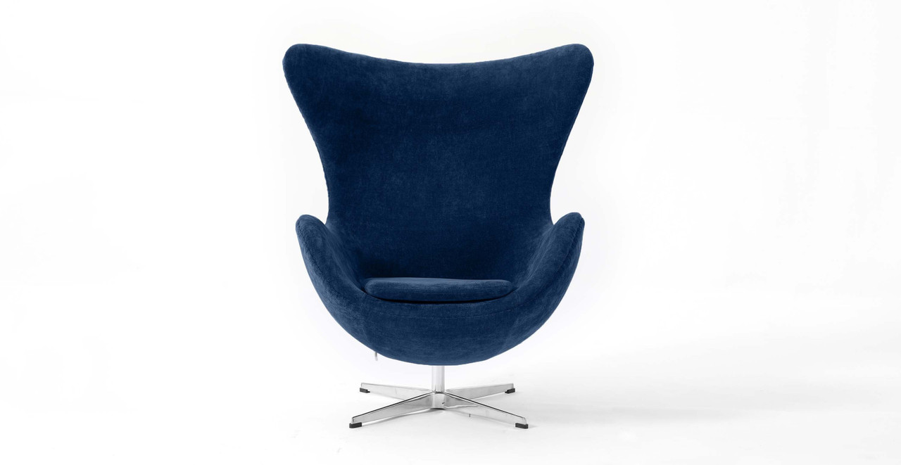 Mid Century Egg Chair - Arne Jacobsen - Chenille Pacific Blue