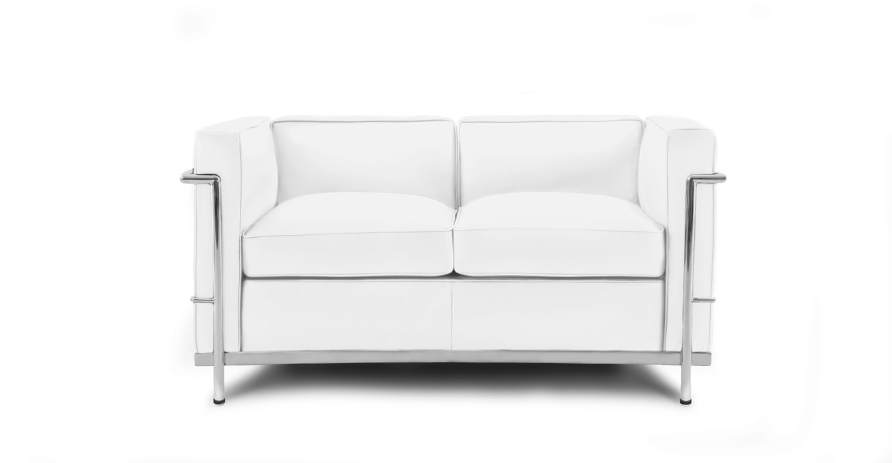 Bauhaus Le Corbusier 2 Style Loveseat -  Leather White
