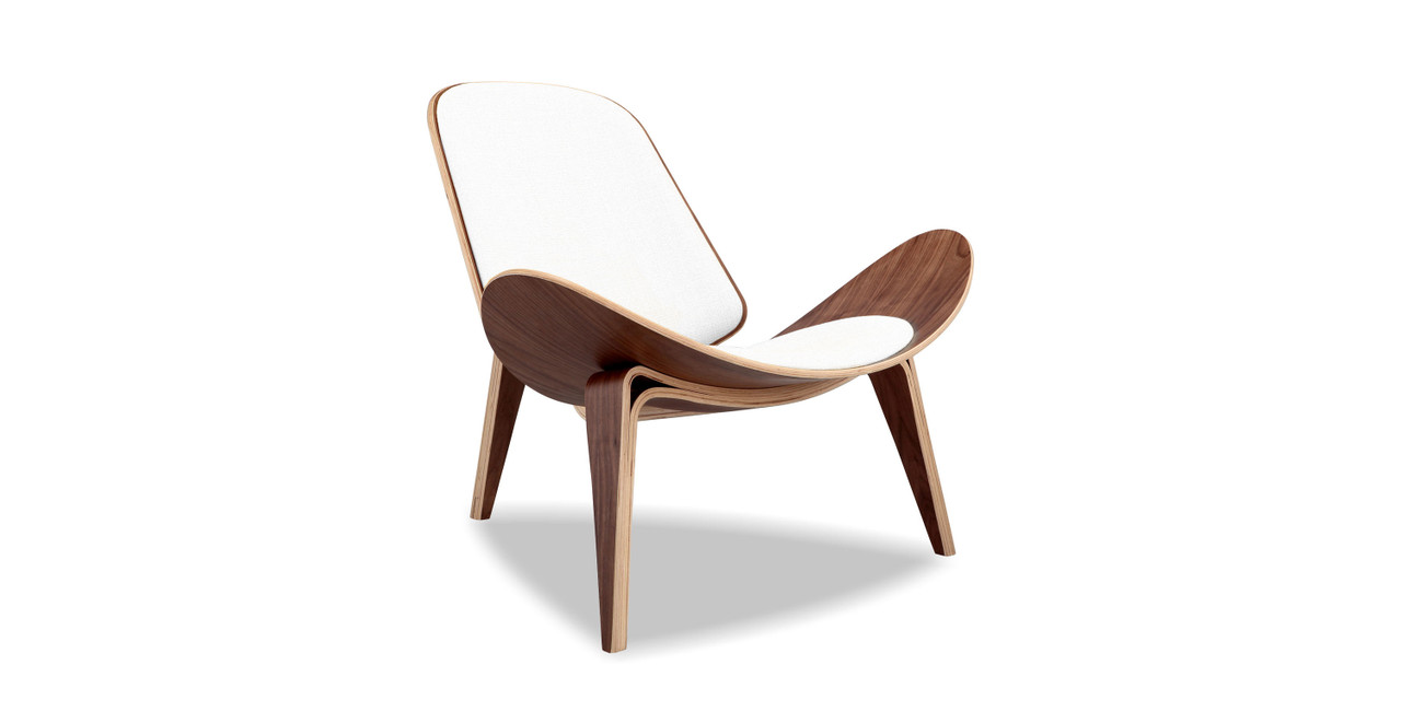 Hans J Wegner - Shell Chair -  Leather White Aniline Leather