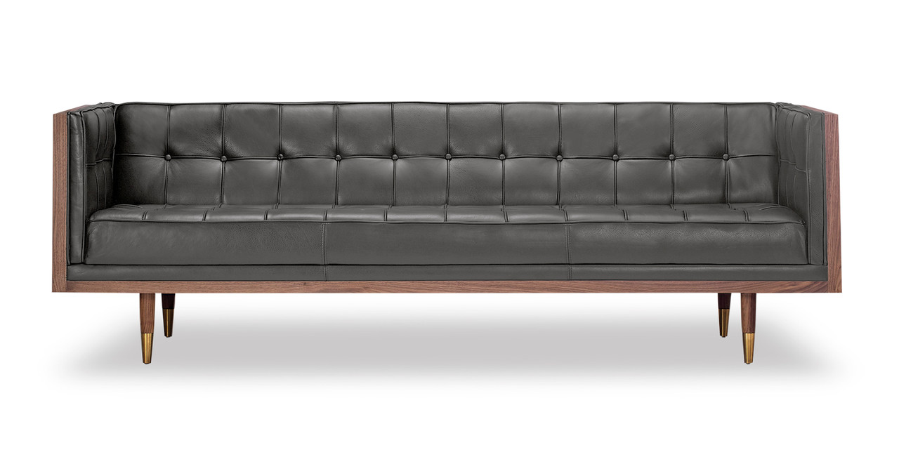 Woodrow Box Sofa 87 Inches -  Leather Classic Grey
