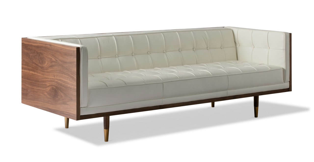 Woodrowy Sofa 87" Mid Century Modern White Leather