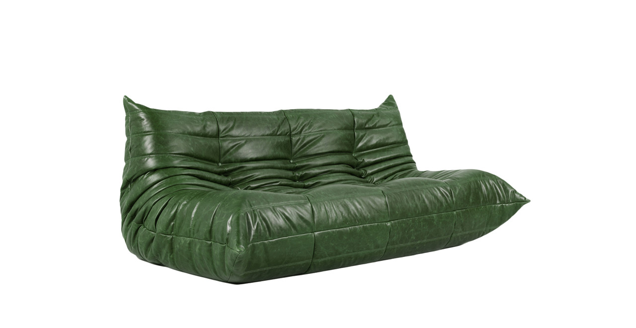 Togo Michel Ducaroy Quayside 3 Seater Premium Leather Sofa - Antique Granite Leather
