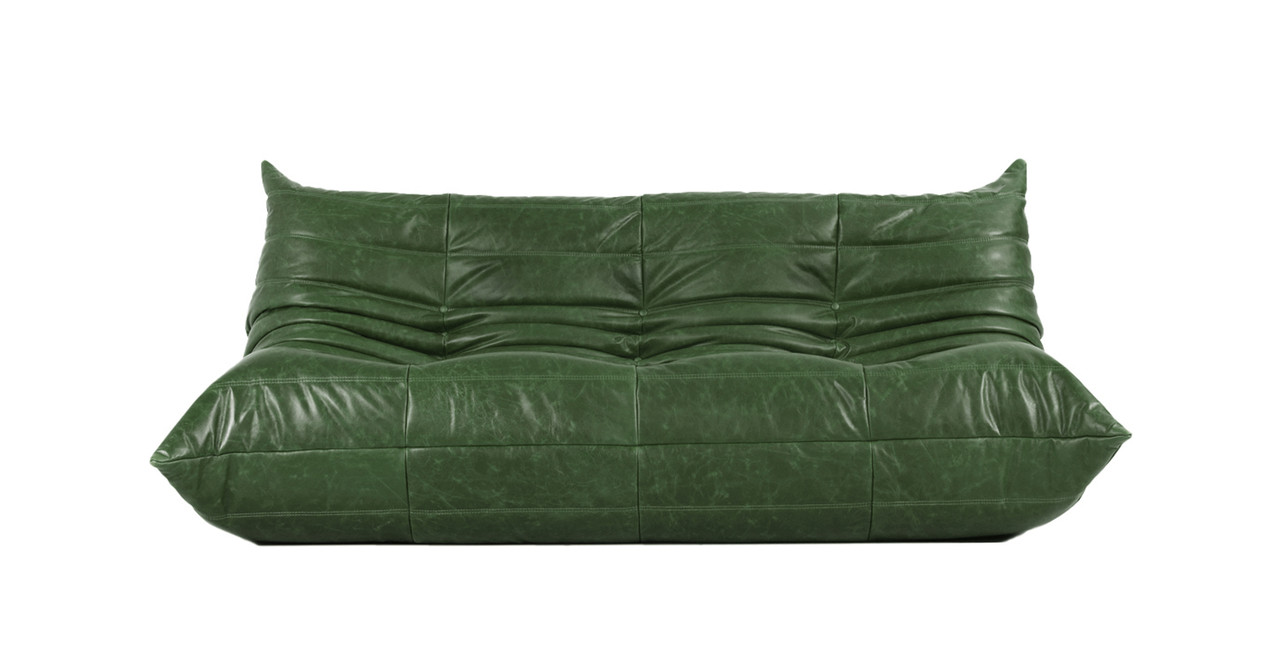 Michel Ducaroy Quayside 3 Seater Premium Leather Sofa - Leather Antique Green