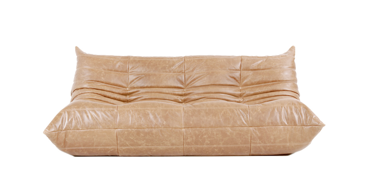 Michel Ducaroy Quayside 3 Seater Premium Leather Sofa - Leather Antique Cashew
