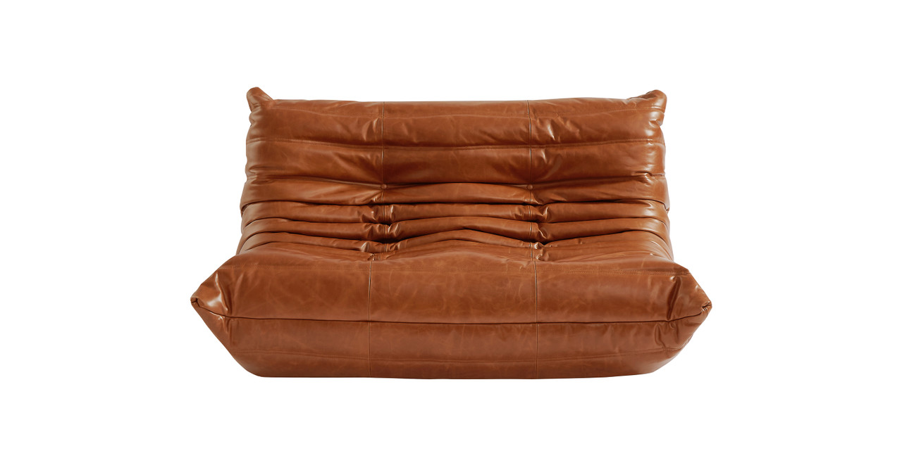 Michel Ducaroy Portside 2 Seater Leather Loveseat -  Leather Antique Light Brown
