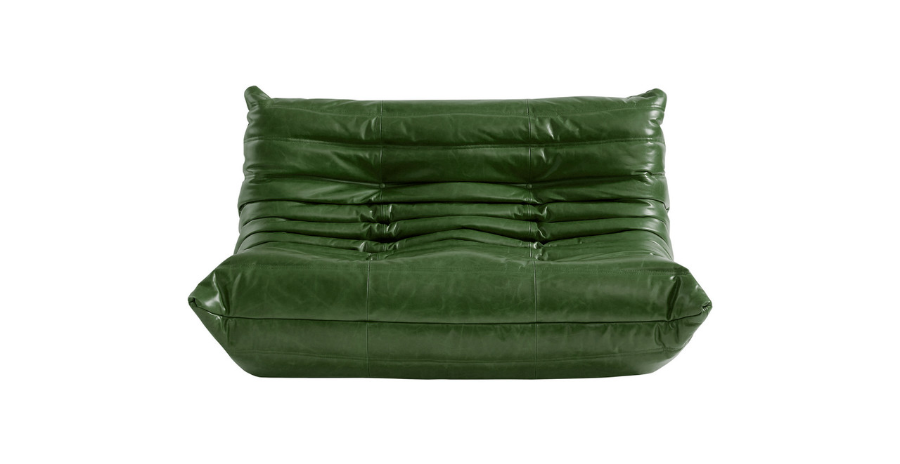 Michel Ducaroy Portside 2 Seater Leather Loveseat - Leather Antique Green