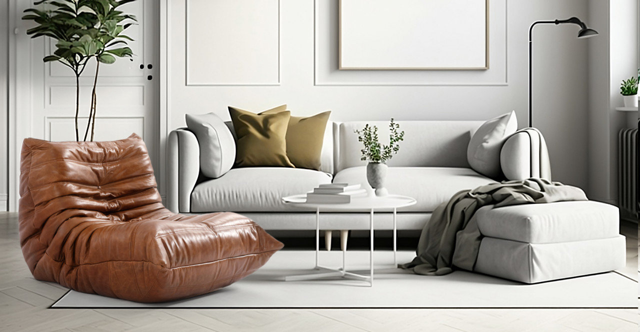 Michel Ducaroy Fireside Leather Lounge Chair - Antique Brown Togo