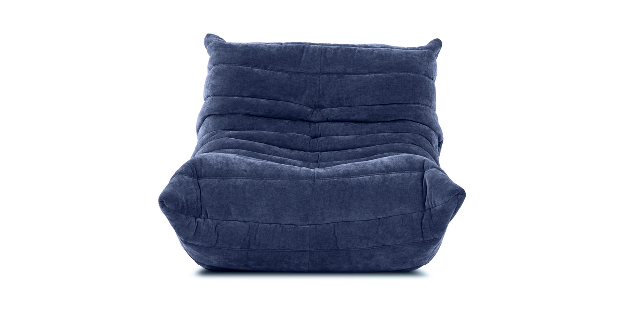 Michel Ducaroy Fabric Fireside Chair - Chenille Blue