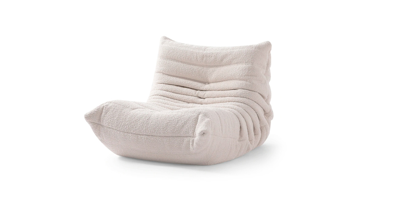 Michel Ducaroy Fabric Fireside Chair - Boucle White Boucle