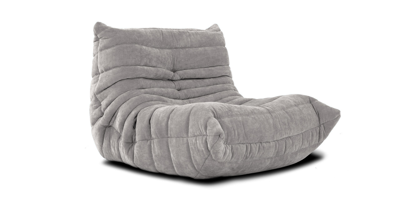 Michel Ducaroy Fabric Fireside Chair - Chenille Light Grey