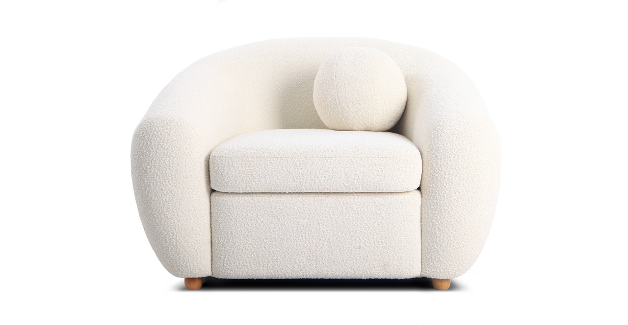 Curved Boucle Chair Fabric -  White Boucle Boucle