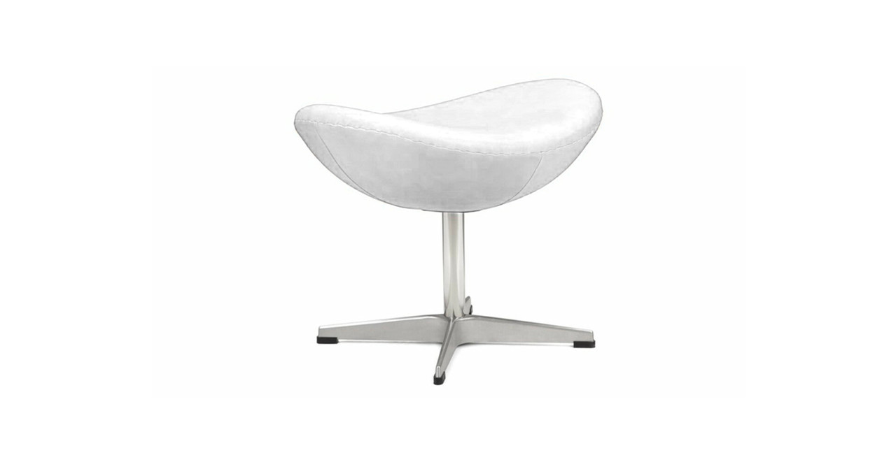 Mid Century Arne Jacobsen Egg Chair Ottoman -  Leather White