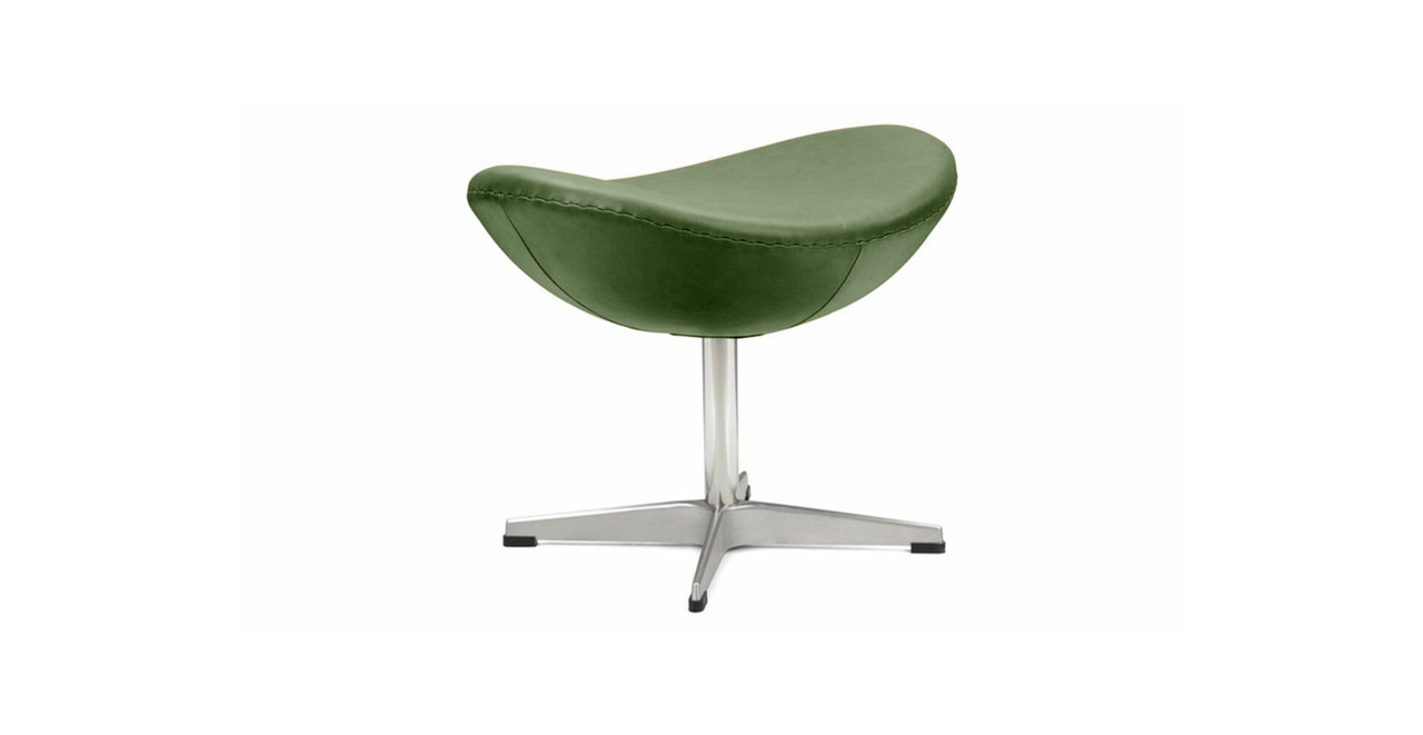Arne Jacobsen Egg Chair Ottoman Reproduction -  Leather Antique Green