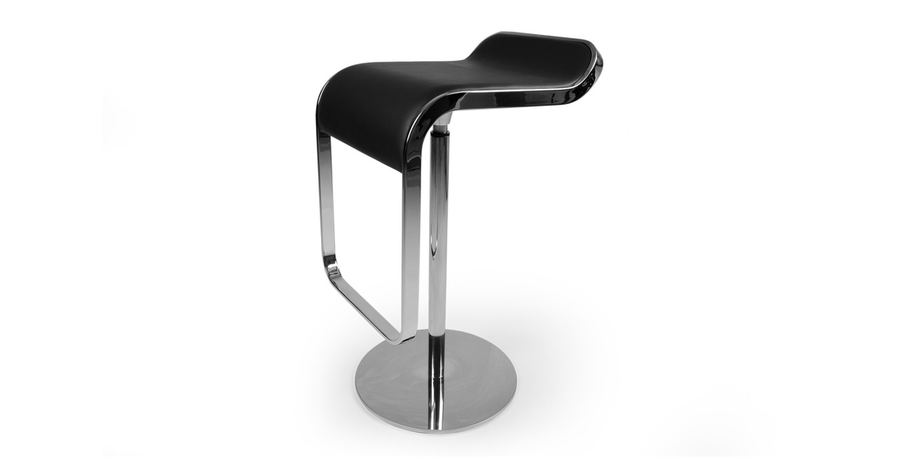 Lem Piston Italian Leather Adjustable Barstool -  Leather Black