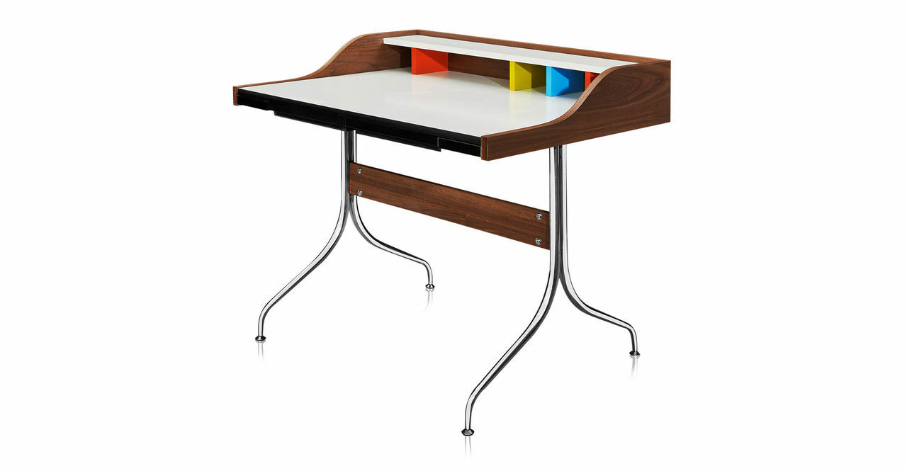 Nelson Swag 39" Leg Desk - Mid Century Modern Wood Walnut