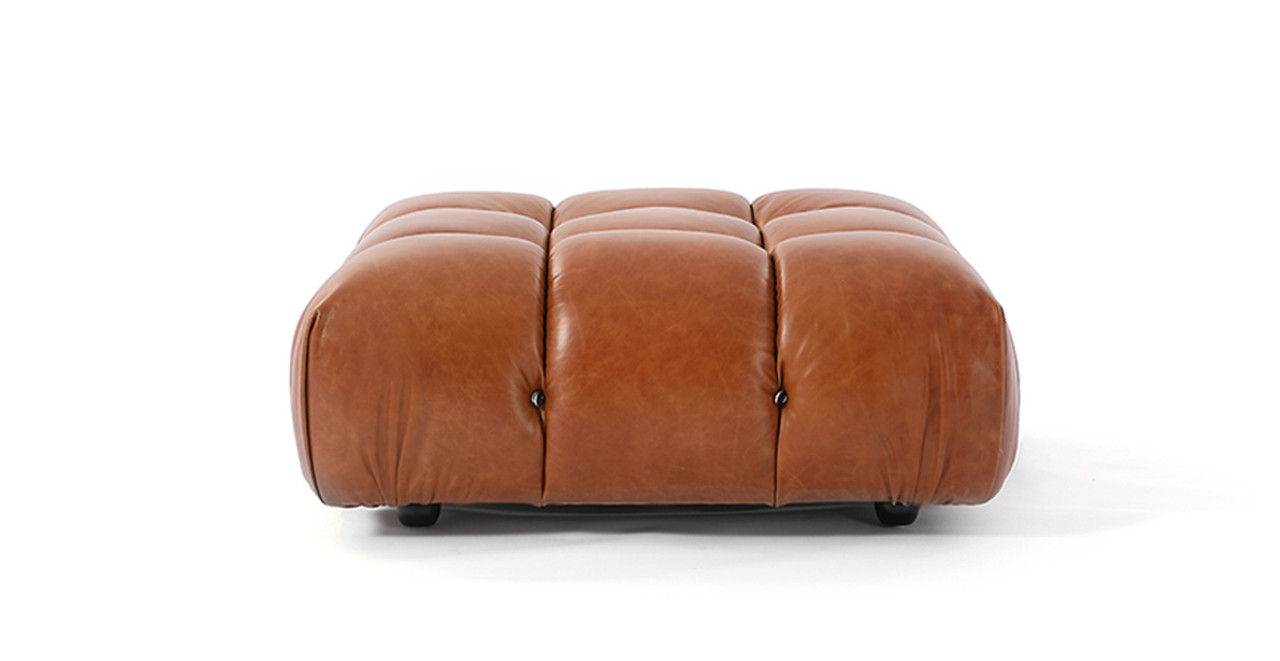 Mario Bellini Sofa | Ottoman -  Leather Antique Brown Leather