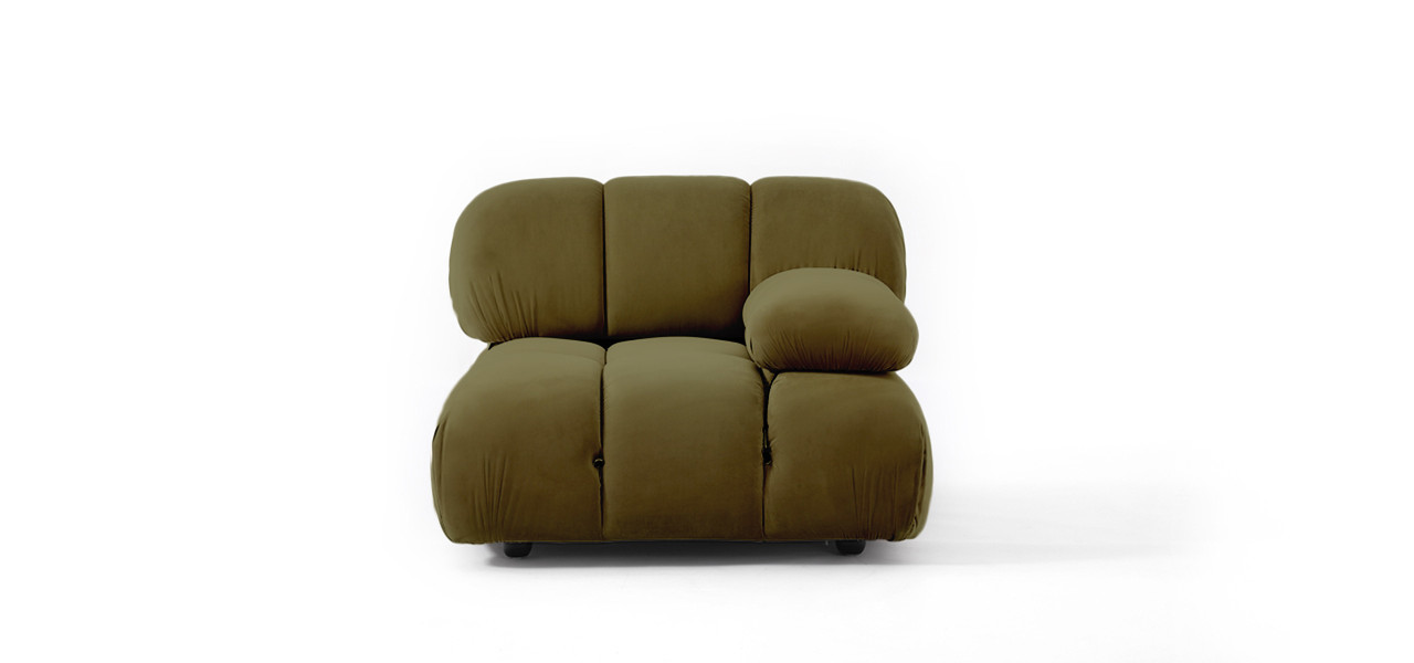 Mario Bellini Sofa | Left Armrest -  Velvet Army Green Velvet