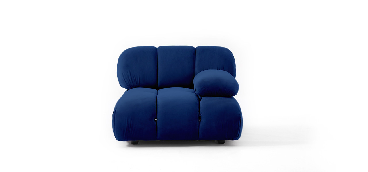 Mario Bellini Sofa | Left Armrest -  Velvet Blue Velvet