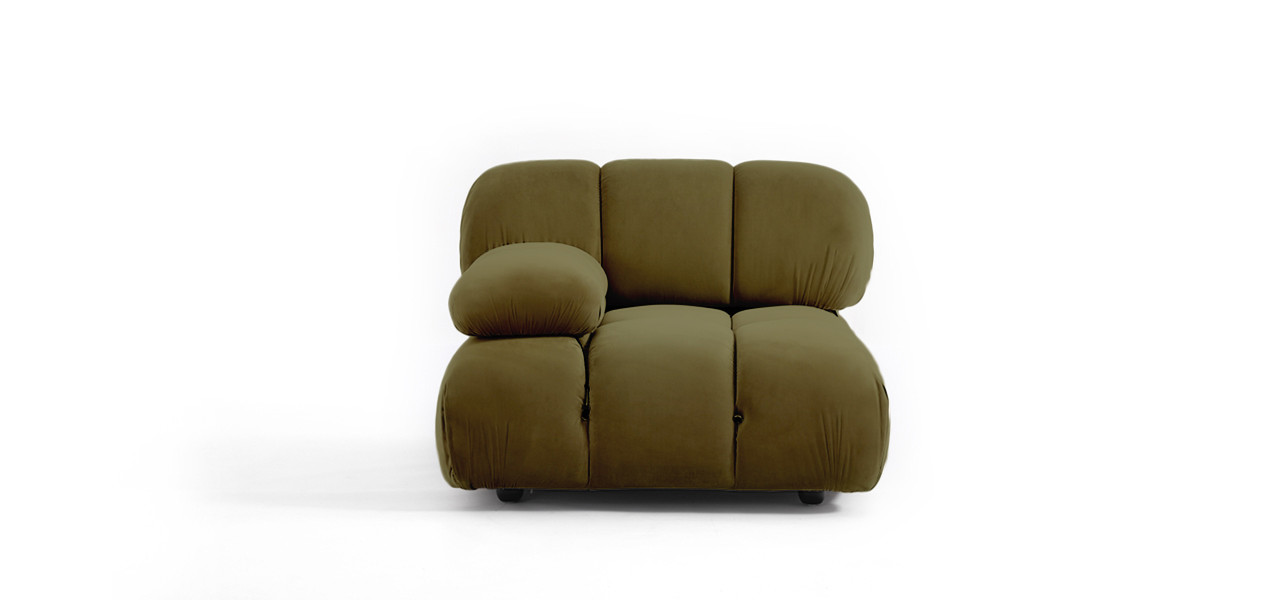 Mario Bellini Sofa | Right Armrest -  Velvet Army Green Velvet