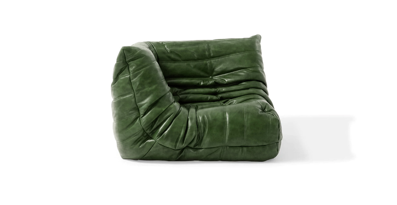 Michel Ducaroy Leather Corner Seat -  Leather Antique Green