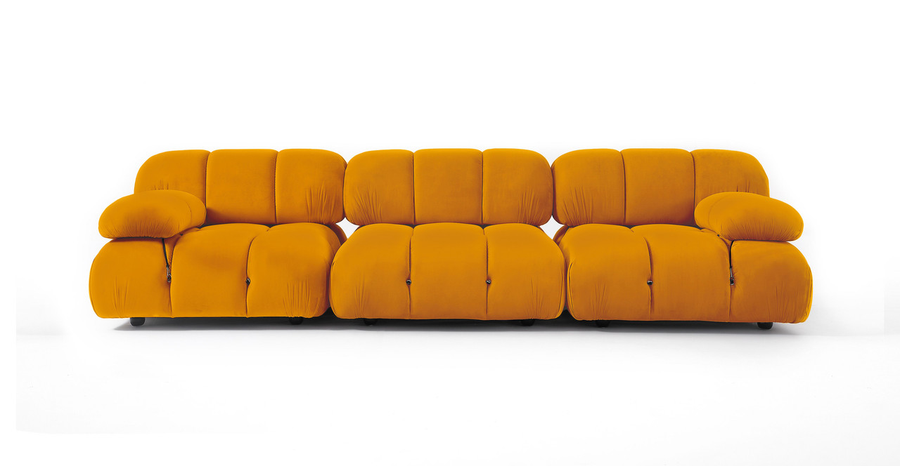 Mario Bellini 3-Seater Modular Sofa - Velvet Mustard Velvet
