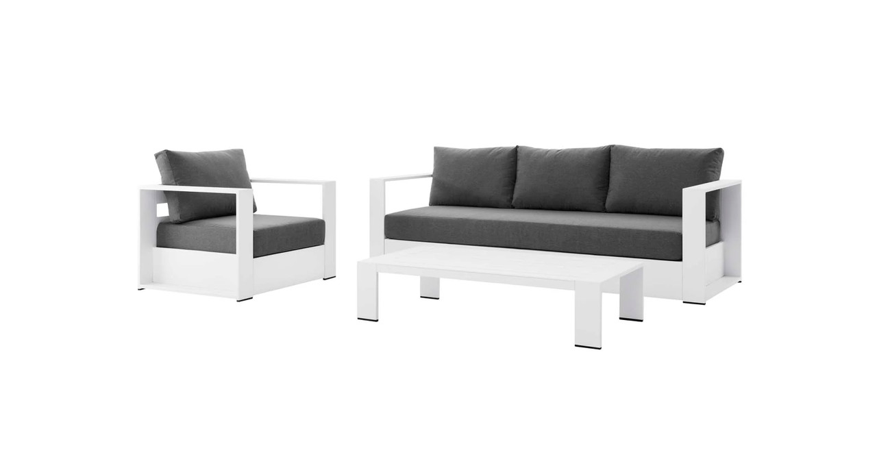 Marbella Outdoor Patio Set -  Fabric White Charcoal