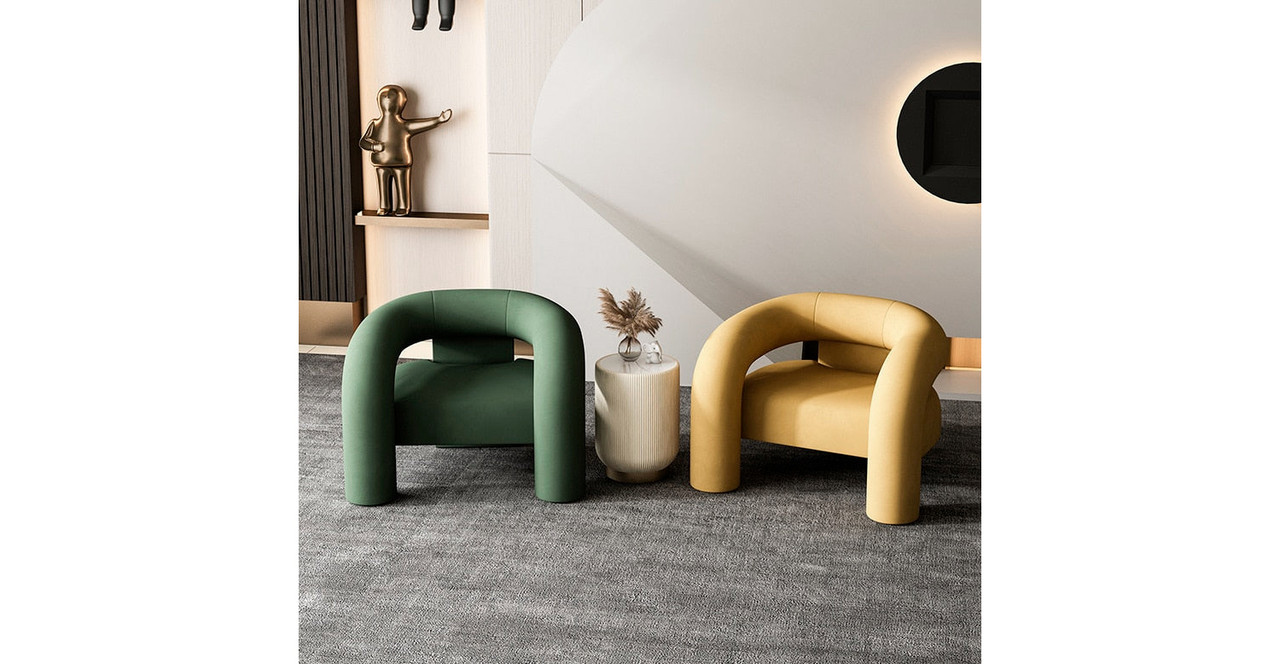 Nova Barrel Upholstered Armchair -  Dark Green