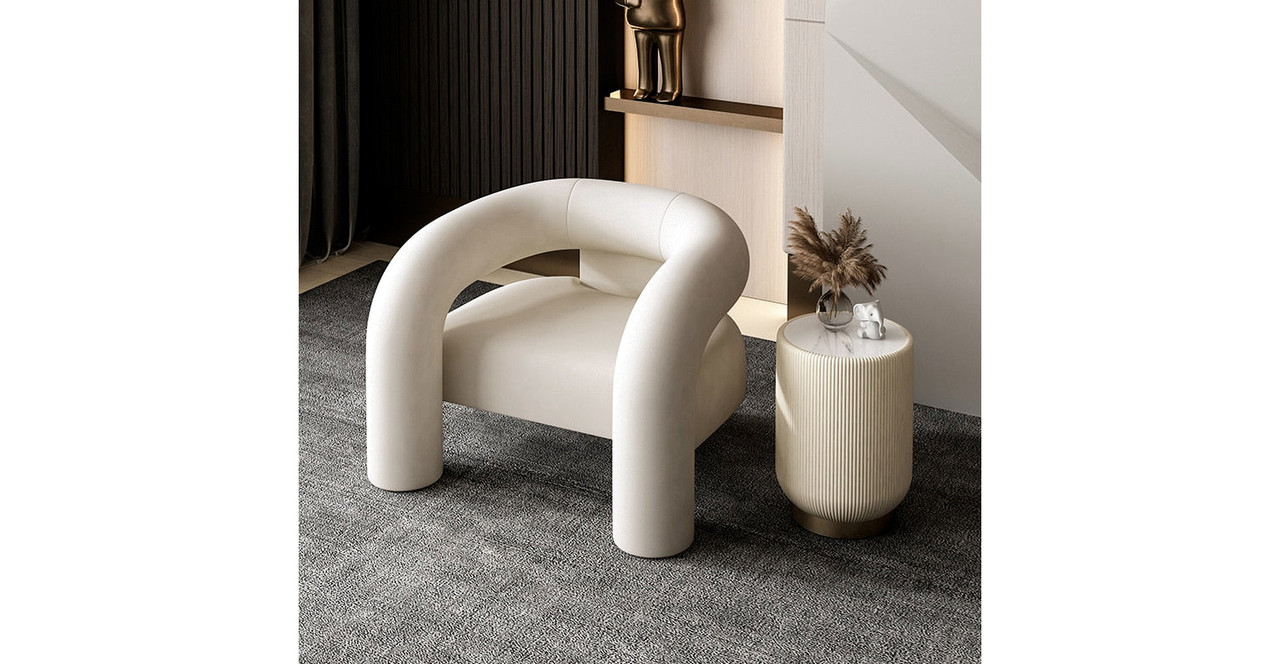 Nova Barrel Upholstered Armchair -  White