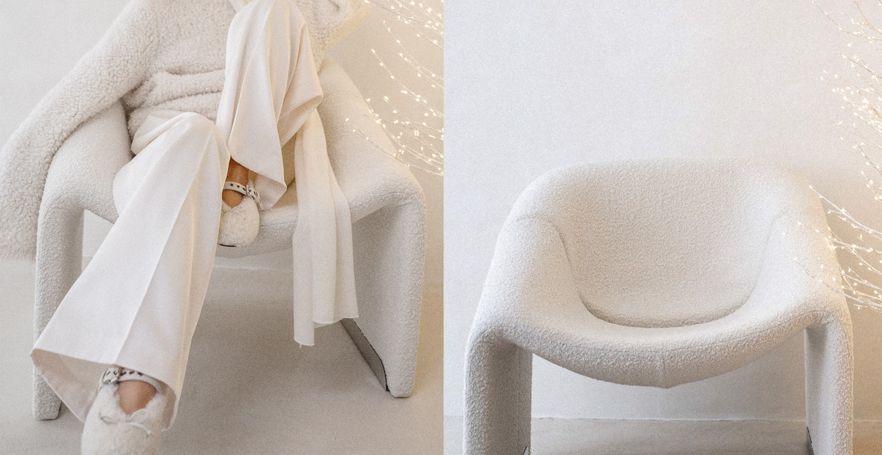 Groovy Modern Boucle Chair - Boucle White Boucle