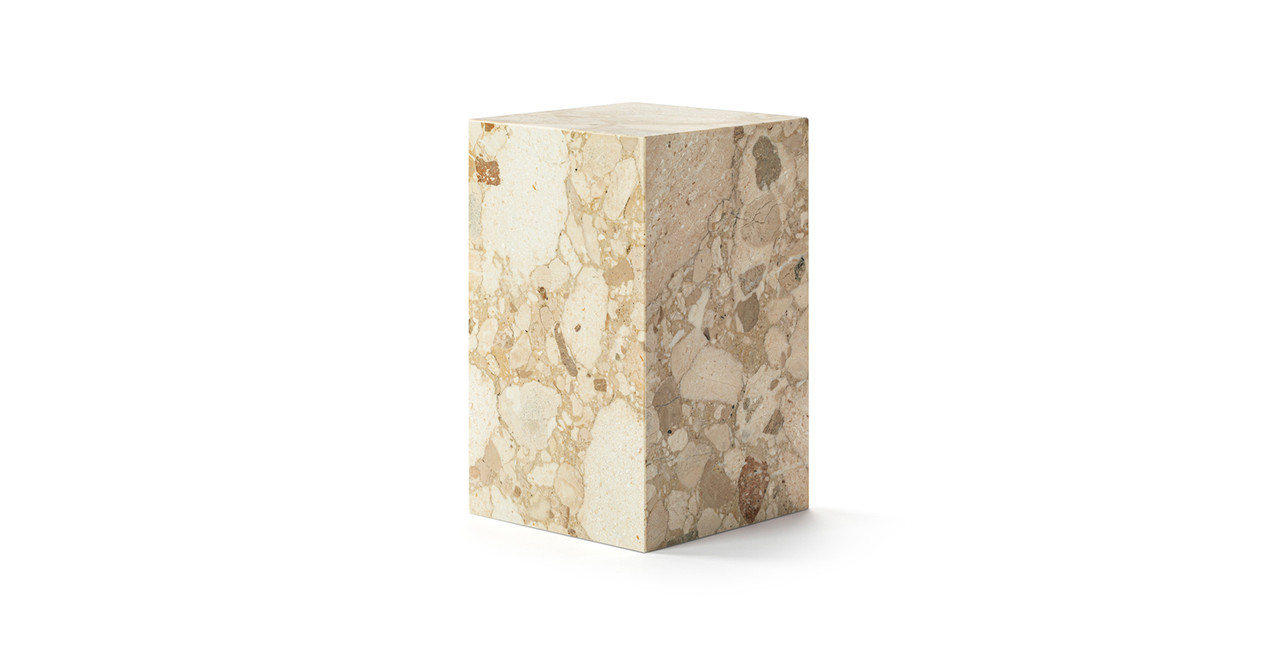 Copenhagen Marble Plinth Block Tall End Table - Premium - Marble Kunis Breccia
