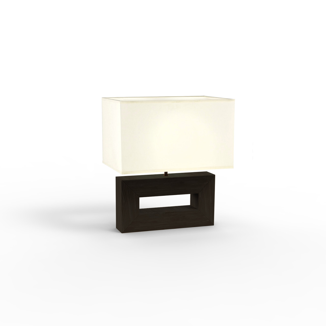 Julie Reclining Table Lamp - Weathered Brass, White Linen Shade -  Dark walnut