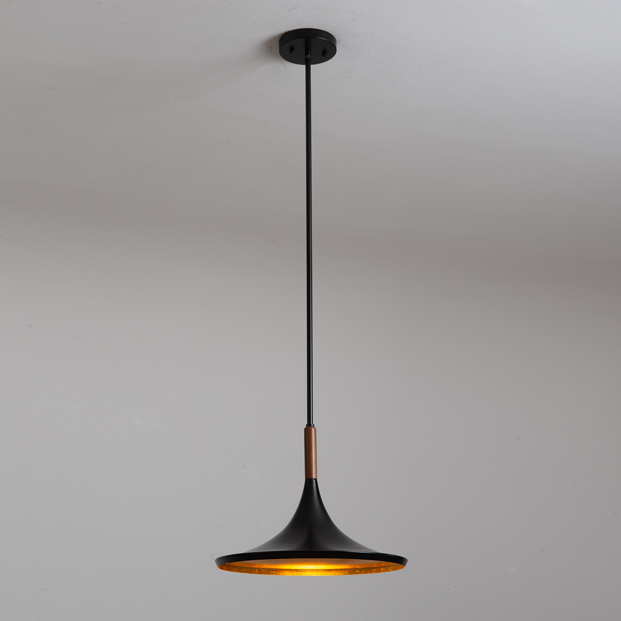 Lodi Pendant Light Large - Matte Black, Walnut -  Black