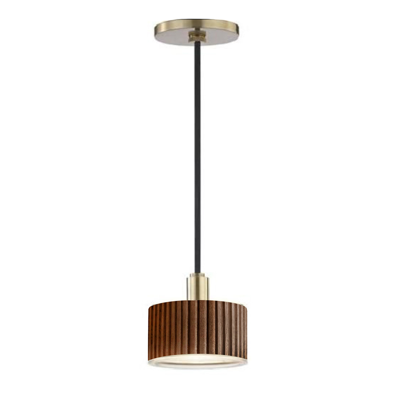 Tambo Pendant Light - Weathered Brass -  Dark walnut