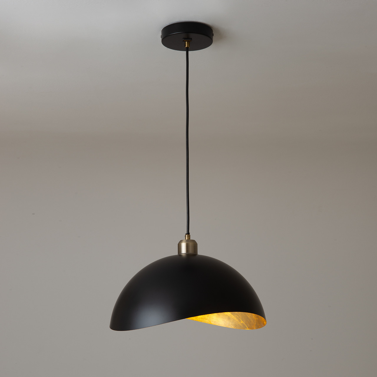 Luna Bella Pendant Light Large - Matte Black, Weathered Brass -  Black