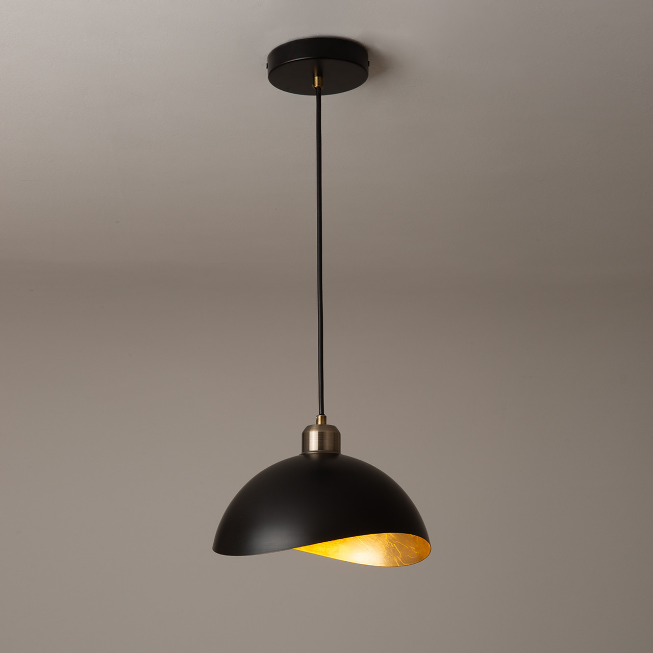 Luna Bella Pendant Light Small - Matte Black, Weathered Brass -  Black
