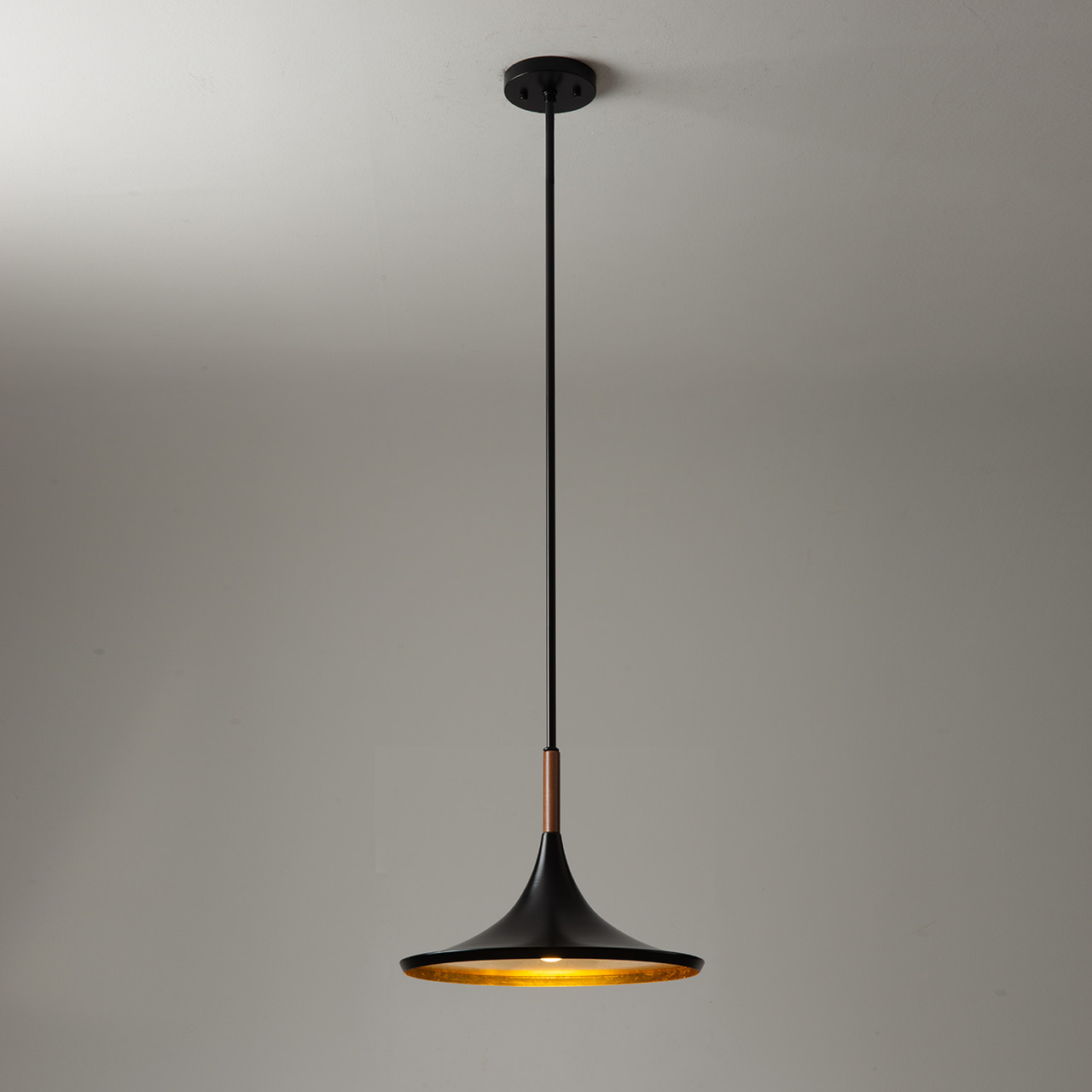 Lodi Pendant Light Small - Matte Black, Walnut -  Black