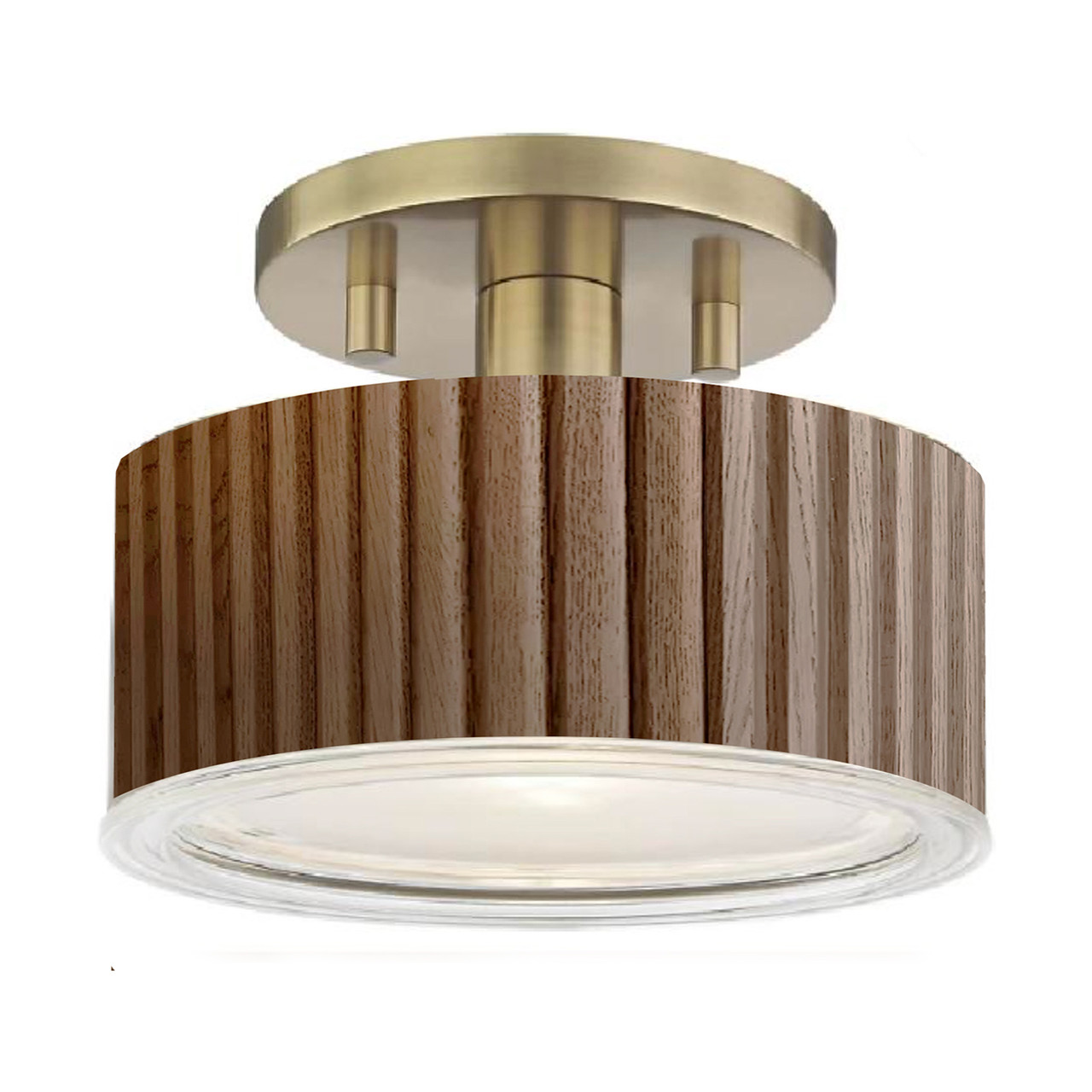 Tambo Semi-Flush Mount Ceiling Light - Weathered Brass -  Dark walnut