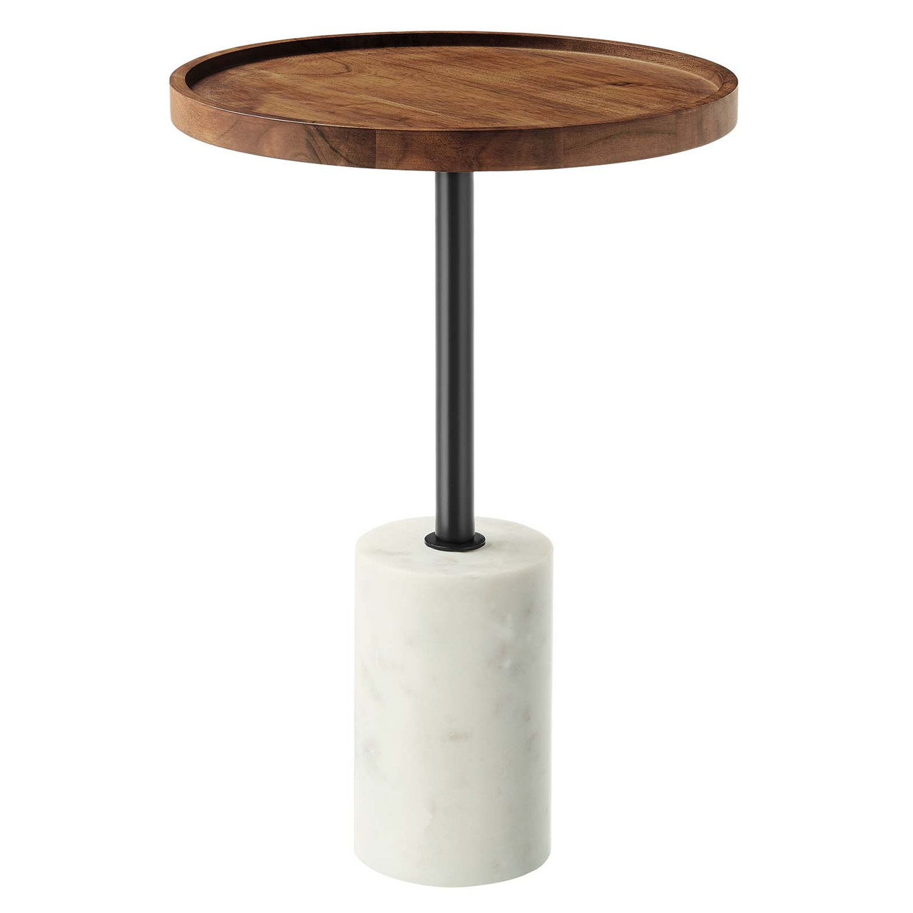 Amina Round Acacia Wood Side Table -  Wood Light Oak