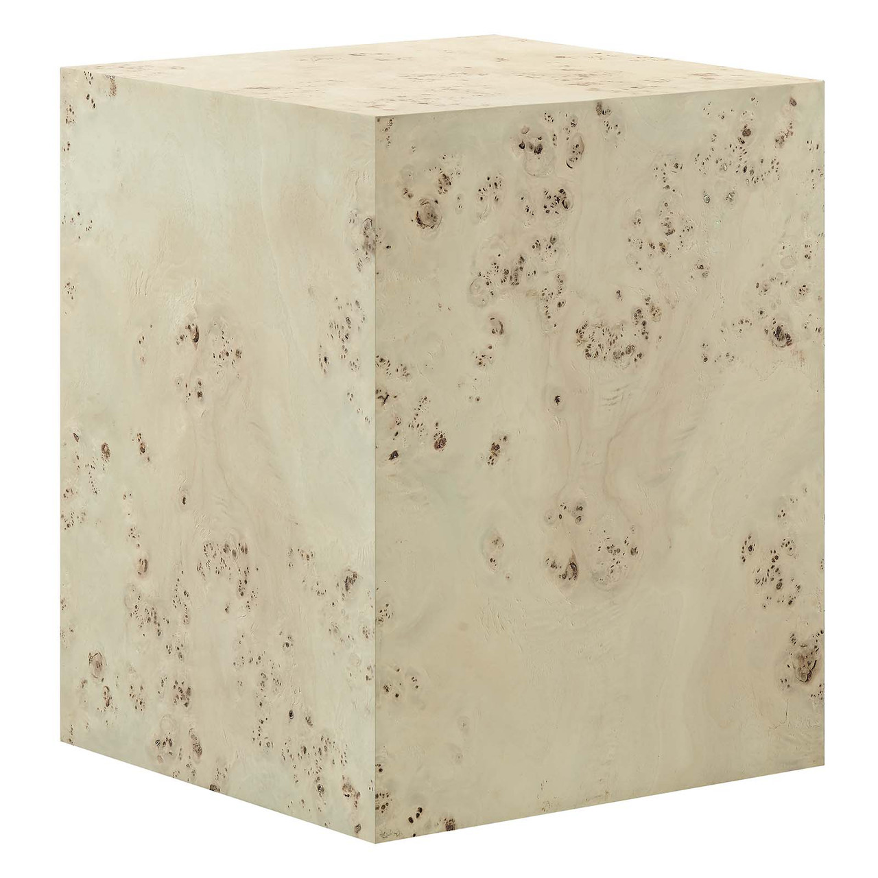 Cosmos 16 Square Burl Wood Side Table -  Wood Bleached Burl