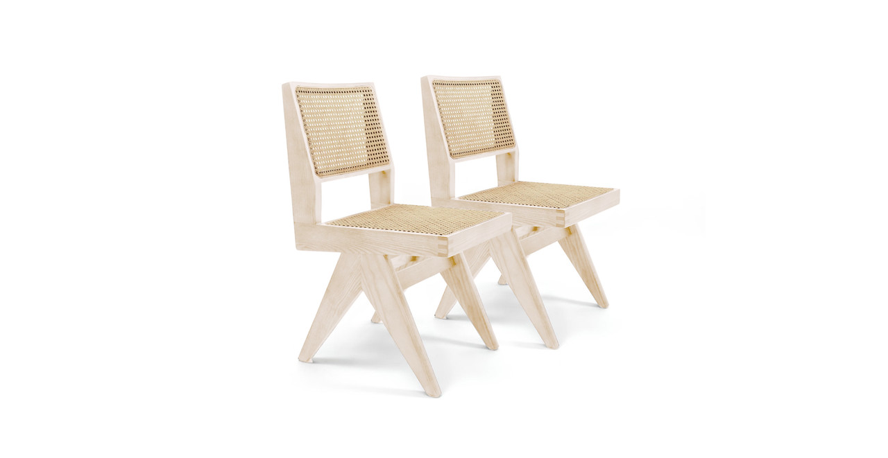 MCM Pierre Jeanneret Teak Dining Chairs (set of 2) -  Wood Natural Ash
