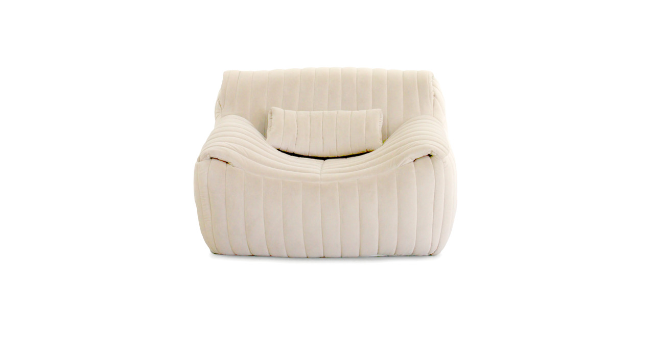 Cinna Sandra Chair - Modern Lounger - Velvet Ivory Velvet