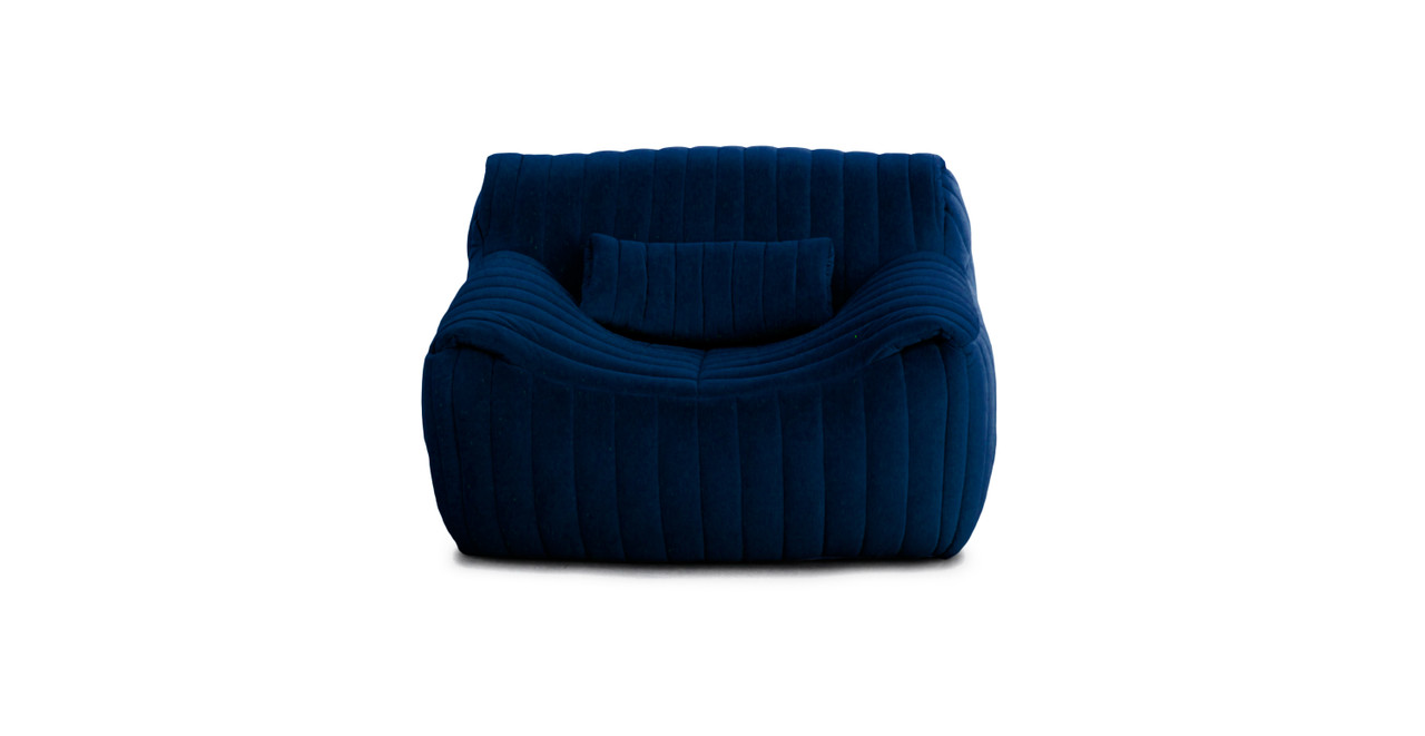 Cinna Sandra Channel Lounge Chair - Velvet Blue Velvet