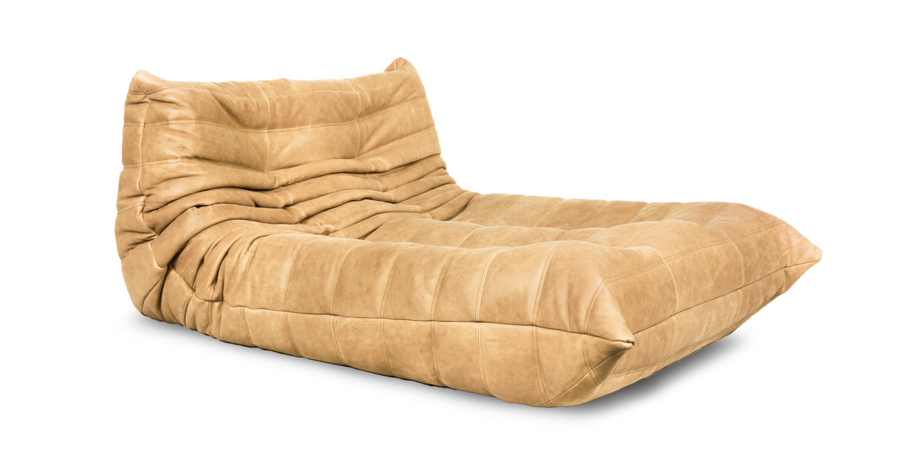 Michel Ducaroy Chaise Lounge 2 Seater Leather - Leather Antique Cashew