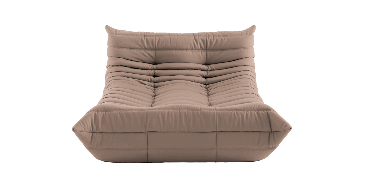 Togo Michel Ducaroy Mid Century Modern Chaise Lounge 2 Seater -  Taupe Alcantara Suede