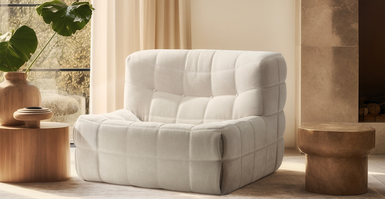 Michel Ducaroy Kashyma Modern Lounge Chair -  Chenille Beige