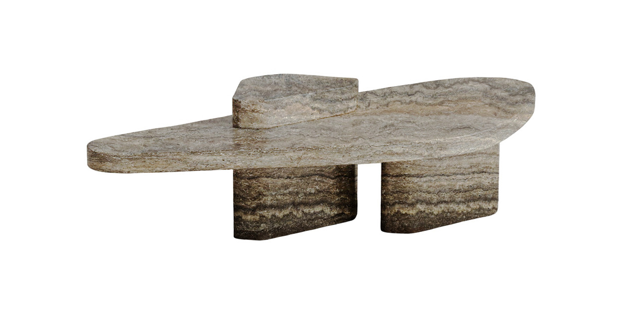 Roman Travertine Puzzle Coffee Table - Iranian Silver Grey Travertine Marble