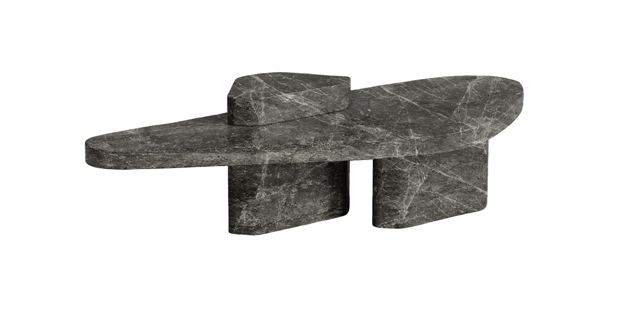 Roman Travertine Puzzle Coffee Table -  Marble Dark Grey Marble