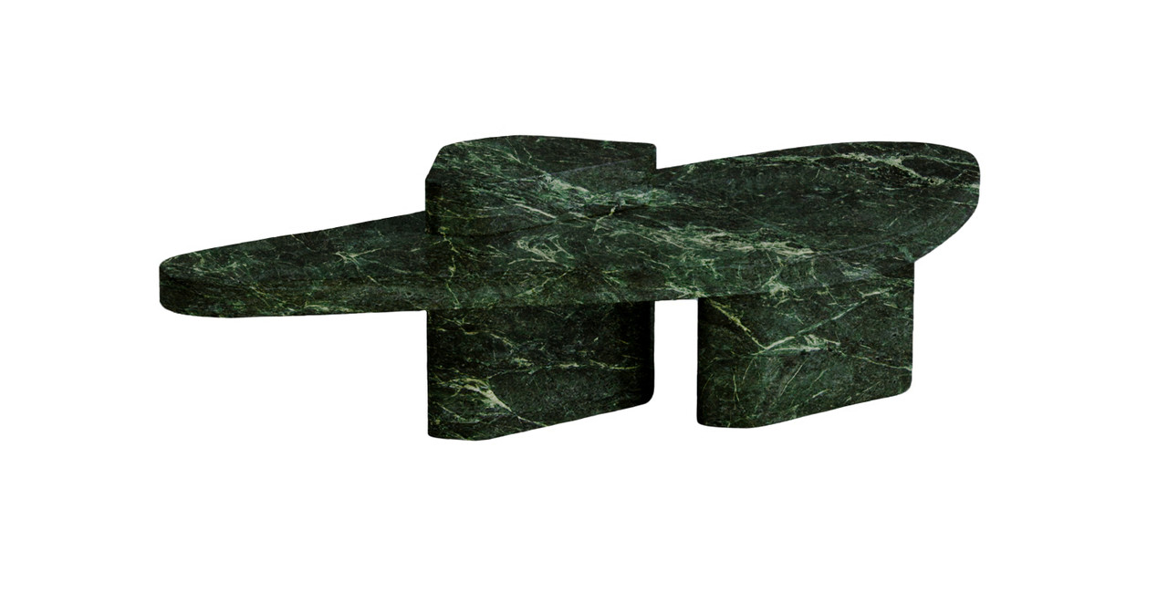 Roman Travertine Puzzle Coffee Table -  Green Marble Marble